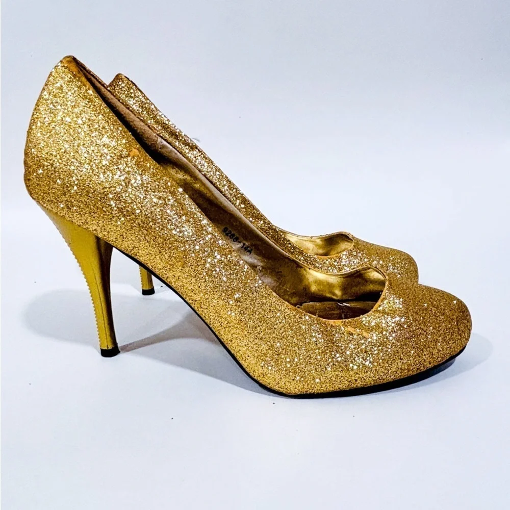 Noblez Gold Glitter High Heels Size 9.5 - Picture 7 of 8